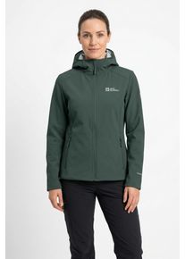 Softshelljacke Jack Wolfskin "BORNBERG HOODY W", Damen, Gr. XL (46), gr&uuml;n (sago palm), Softshell, Obermaterial: 100% Polyester. Futter: 100% Polyester, unifarben, Basic h&uuml;ftbedeckend, Jacken Softshelljacke, f&uuml;r vielseitige Outdoor-Aktivit&auml;ten, mit fester Kapuze, atmungsaktiv