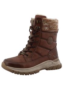 Winterboots Mustang Shoes "Raissa", Damen, Gr. 38, braun (cognac), Lederimitat, Textil, used, Schuhe Winterboots, Schn&uuml;rboots, Winterstiefel mit TEX-Membrane