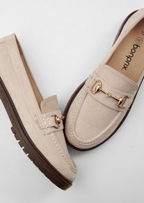 Loafers i chunky stil med sp&auml;nne - beige - storlek 38 - bonprix