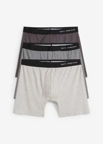 Boxershorts med bomull tajta medell&aring;nga (3-pack) - gr&aring; - storlek 5 (M) - bonprix