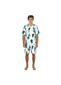 Summer Men Pajama Set Funny Cactuses Short Sleeve Sleepwear Casual Homewear Loose Fit Nightwear