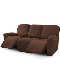 8-Piece Recliner Sofa Covers Stretch Velvet for 3-Seat Reclining Couch Washable
