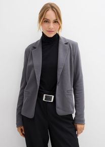 bonprix Sweatblazer mit flie&szlig;ender Viskose, grau, Gr.44/46 (L), Blazer mit Reverskragen, aus Viskose