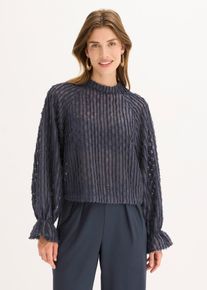 Blusa in materiale operato, Blu, Taglia 42, bonprix