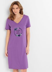 Camicia da notte corta in puro cotone (pacco da 2), viola, Taglia 46/48 (M), bonprix