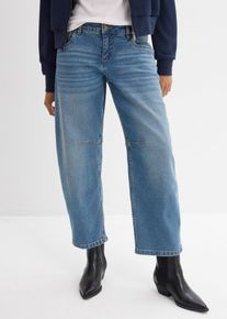 Jeans barrel vita media, Blu, Taglia 44, bonprix