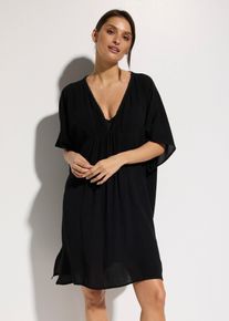 Tunica copricostume in crinkle strutturato, Nero, Taglia 58/60 (XXL), bonprix