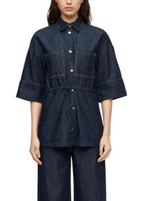 Jeansbluse comma, Damen, Gr. 46, blau, Denim/Jeans, Obermaterial: 100% Baumwolle, unifarben, regular fit Po-bedeckend, Blusen Jeansbluse, mit Bindeg&uuml;rtel