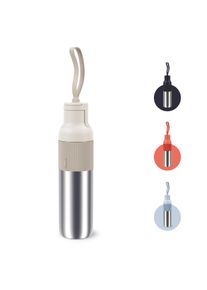 Isolierflasche Emsa "beYou Flip", grau, H:31,4cm, Edelstahl, Polypropylen (PP), Silikon, Trinkflaschen, Isolierflasche, mit Flip-Verschluss und Trageband, 100% dicht, sp&uuml;lmaschinengeeignet
