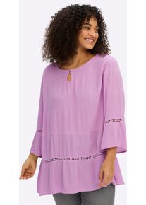Schlupfbluse sheego, Damen, Gr. 58, orchidee, 100% Viskose, unifarben, Rundhals, Blusen Schlupfbluse