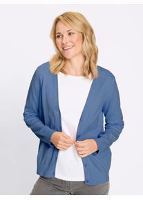 Cardigan, Damen, Gr. 38, mittelblau, 100% Baumwolle, unifarben, Strickjacken Cardigan