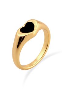 Siegelring Elli "Ring Siegelring Herz Goldfarben f&uuml;r Damen" Gr. 58, gold, Fingerringe, Damen, 58, Messing, Siegelring