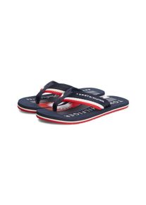 Zehentrenner Tommy Hilfiger "PATCH HILFIGER BEACH SANDAL", Herren, Gr. 46, dunkelblau, Textil, Schuhe Zehentrenner, Sommerschuh, Strandschuh mit gestreifter Bandage