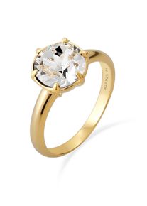 Silberring Elli "Ring Solit&auml;r 925 Silber vergoldet, mit Kristallen von Swarovski(R)" Gr. 58, gold (wei&szlig;), Fingerringe, Damen, 58, Silber 925 (Sterlingsilber), Silberring