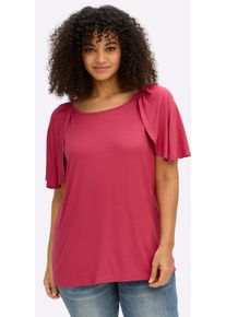 Rundhalsshirt sheego "T-Shirt", Damen, Gr. 56/58, erdbeere, 95% Viskose, 5% Elasthan, unifarben, Rundhals, Shirts Rundhalsshirt