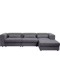 3-Sitzer, grau, B:307cm H:71cm T:155cm, 100% PES, ATLANTIC HOME COLLECTION, Sofas, 3-Sitzer
