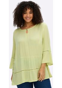 Schlupfbluse sheego, Damen, Gr. 56, pistazie, 100% Viskose, unifarben, Rundhals, Blusen Schlupfbluse