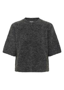 Strickpullover Kaffe "Strickpullover KAemilie", Damen, Gr. M, grau (dunkelgrau melange), Obermaterial: 64% Polyester PES. 18% Polyacryl PAN. 10% Wolle mw. 5% Alpaka WP. 3% Elasthan EL., Pullover Strickpullover