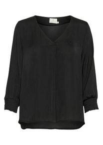 Kurzarmbluse Kaffe "Kurzarm-Bluse KAcassie", Damen, Gr. 46, schwarz (schwarz deep), Obermaterial: 100% Polyester PES., Blusen Kurzarmbluse