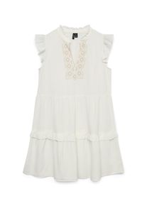 V&eacute;ro Moda Tunikakleid VERO MODA "VMDICTHE EMB SHORT DRESS WVN GA", Damen, Gr. M, N-Gr, snow wei&szlig; detail:pumice stone embroidery, Web, Obermaterial: 100% Baumwolle, bestickt, unifarben, regular fit kurz, V-Ausschnitt, Kleider Tunikakleid, Baumwolle, regular fit