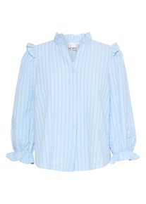 Kurzarmbluse Ichi "Kurzarm-Bluse IXSANJA", Damen, Gr. 40, della robbia blau stripe, Obermaterial: 80% Viskose CV. 20% Polyester PES., Blusen Kurzarmbluse