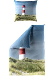 Bettw&auml;sche Bierbaum "Bettw&auml;sche 5285", blau, B/L: 135cm x 200cm, 1 Stk., 1 Stk., Mako-Satin, B/L: 80cm x 80cm, 2, Mako-Satin, Obermaterial: 100% Baumwolle, Bettw&auml;sche, Bettw&auml;sche, Mako-Satin, 100 % Baumwolle, pflegeleicht, seidig gl&auml;nzend