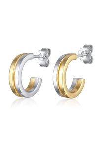 Paar Ohrstecker Elli "Ohrringe Creolen Stecker Damen Modern bicolor" Gr. 14, gold (zweifarbig), Ohrringe, Damen, Silber 925 (Sterlingsilber), Paar Ohrstecker