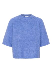 Strickpullover Kaffe "Strickpullover KAemilie", Damen, Gr. L, blau (vista blau), Obermaterial: 64% Polyester PES. 18% Polyacryl PAN. 10% Wolle mw. 5% Alpaka WP. 3% Elasthan EL., Pullover Strickpullover