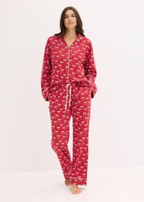 bonprix Femei Pijama din bumbac 100%, roşu, 52/54