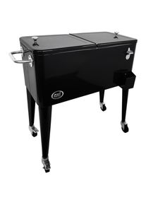 K&uuml;hlbox, Schwarz, Metall, 43.00x89.00x92.00 cm, Flaschen&ouml;ffner, Ablassventil, Rollen, Freizeit & Co, Camping, K&uuml;hlboxen