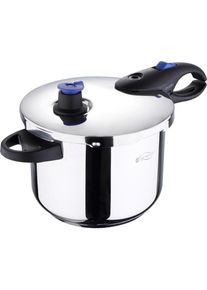 SAN Ignacio Schnellkochtopf, Schwarz, Silberfarben, Metall, Kunststoff, 5.5 l, Lfgb, hitzebest&auml;ndige Griffe, rostfrei, Sicherheitsventil, Sicherheitsverschluss, optimale W&auml;rmeverteilung, Sicherheitssystem,mit Dampfablass, mit Silikonring, Kochgeschirr, T&ouml;pfe, Schnellkocht&ouml;pfe