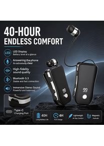 X-100-In-ear smart headphones,Wirelessheadphones, sports headphones, business car headphones, music headphones, retractable