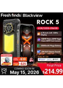 【World premiere】Blackview ROCK 5 Rugged phone 6.78'' 2.4K 120Hz Display Camping Lantern 108MP Camera NFC 20000mAh Cellphone