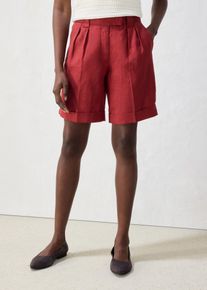 Bermudashorts aus reinem Leinen, rot, Gr&ouml;&szlig;e 50, Leinen, bonprix