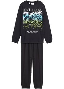 Pyjama aus reiner Baumwolle (2-tlg. Set), schwarz, Gr&ouml;&szlig;e 128/134, mit Baumwolle, bonprix