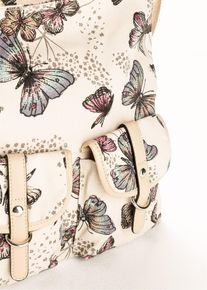 Canvas Umh&auml;ngetasche mit Schmetterlingsprint, beige, Gr&ouml;&szlig;e 33x27 cm, Vegan, bonprix