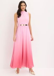 Chiffonkleid mit Kragen und Taillen-Einsatz, rosa, Gr&ouml;&szlig;e 48, bonprix