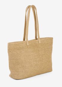 Shopper in Strohoptik, beige, Gr&ouml;&szlig;e 35x40 cm, Stroh/Strohoptik, bonprix