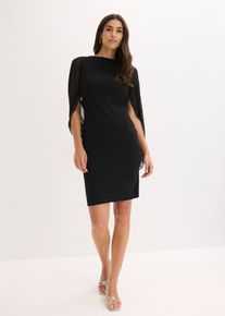 Cocktailkleid mit Chiffon-&Auml;rmel, schwarz, Gr&ouml;&szlig;e 54, bonprix