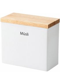 Vorratsdose CONTINENTA, wei&szlig;, B:10cm H:18,5cm L:20cm, Holz, Keramik, Lebensmittelaufbewahrungsbeh&auml;lter, Vorratsdose, Handarbeit