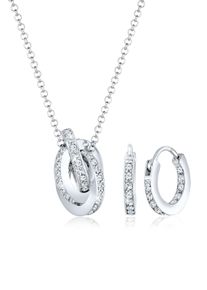 Ohrring und Ketten Set Elli Premium "Schmuckset Knoten Wei&szlig; 925 Sterling Silber, mit Kristallen von Swarovski" Gr. 45, silber, Schmuck_Sets, Damen, 45, Ohrring und Ketten Set