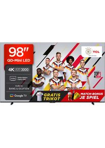 TCL Mini-LED-Fernseher "98Q7CX7", Energieeffizienz: E, schwarz, 98, Fernseher, Audio von Bang & Olufsen, Dolby Vision, Smart TV, Apple TV, 4K HDR, Mini-LED-Fernseher