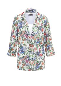 Klassische Bluse GOLDNER "Elegantes Blusenset mit Blumenmuster", Damen, Gr. 50, bunt (bunt, gemustert), Obermaterial: 88% Polyamid PA. 12% Elasthan EL., normal, Sonstiges, Blusen Klassische Bluse, Ohne