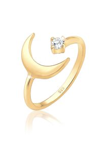 Silberring Elli "Ring Halbmond Zirkonia Wei&szlig; 925 Sterling Silber", gold, Fingerringe, Damen, Silber 925 (Sterlingsilber), Silberring