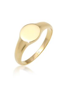 Siegelring Elli Premium "Ring Siegelring rund 375 Gelbgold" Gr. 56, gold, Fingerringe, Damen, 56, ohne Stein, Gelbgold 375, Siegelring