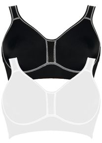 Sport-BH Viania "2er Pack Sport BH Performance", Damen, Gr. 85, Cup D, bunt (schwarz wei&szlig;), Obermaterial: 47% Polyamid PA. 41% Polyester PES. 12% Elasthan EL., BHs Sport-BH