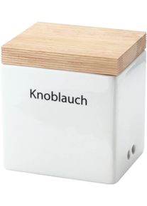 Vorratsdose CONTINENTA, wei&szlig;, B:12cm H:15,5cm L:14cm, Holz, Keramik, Lebensmittelaufbewahrungsbeh&auml;lter, Vorratsdose, Handarbeit