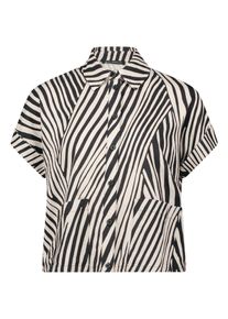 Klassische Bluse Betty Barclay "Leinenbluse mit Kragen", Damen, Gr. 46, schwarz (schwarz, beige), Obermaterial: 55% Leinen LI. 45% Viskose CV., Blusen Klassische Bluse