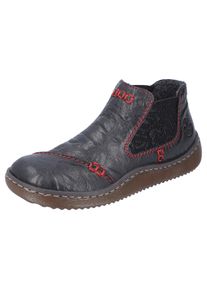 Chelseaboots Rieker, Damen, Gr. 40, schwarz, Leder, used, Schuhe Chelseaboots, Stiefelette, Boots, Schlupfschuh mit gemustertem Stretcheinsatz