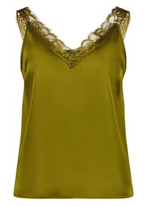 Spitzenbluse Zero "Basic-Top mit V-Ausschnitt", Damen, Gr. 42, gr&uuml;n (fir gr&uuml;n), Obermaterial: 100% Polyester PES., Blusen Spitzenbluse